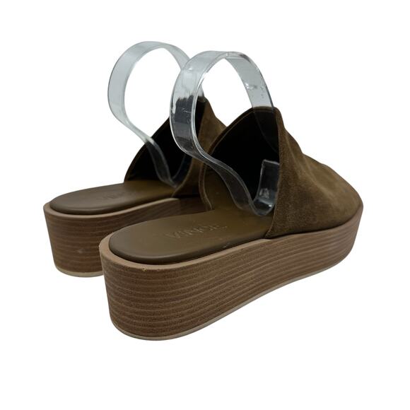 Vince Slide Sandals Platform‎ Wedge Suede Leather Brown Size US 6.5 - Picture 7 of 14